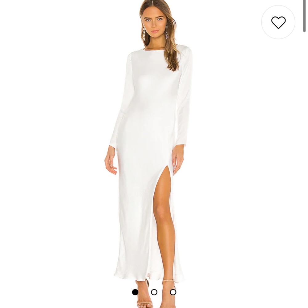 White long sleeve open back dress